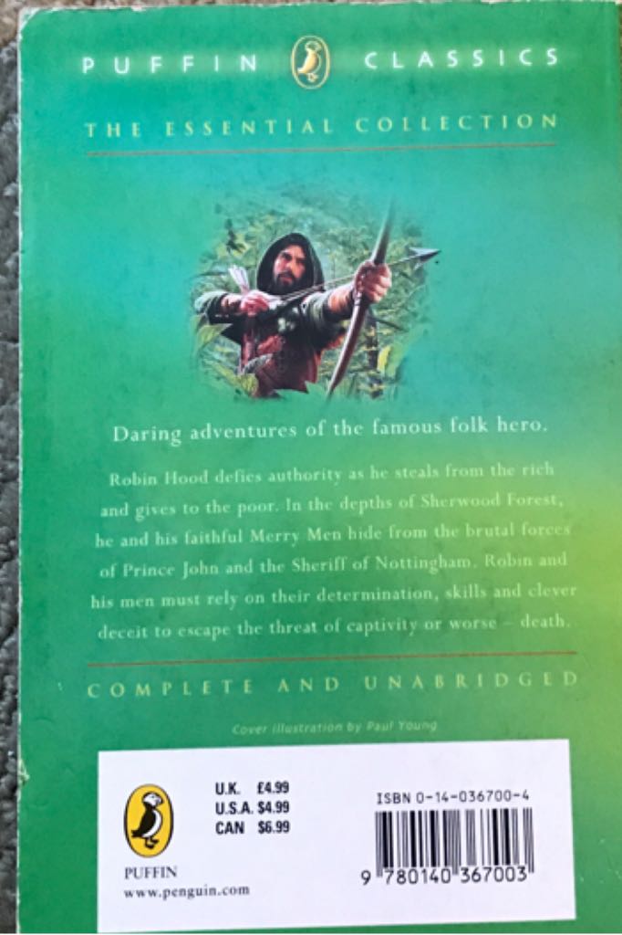 Adventures Of Robin Hood, The - Paul Creswick (Puffin Books - Paperback) book collectible [Barcode 9780140367003] - Main Image 2