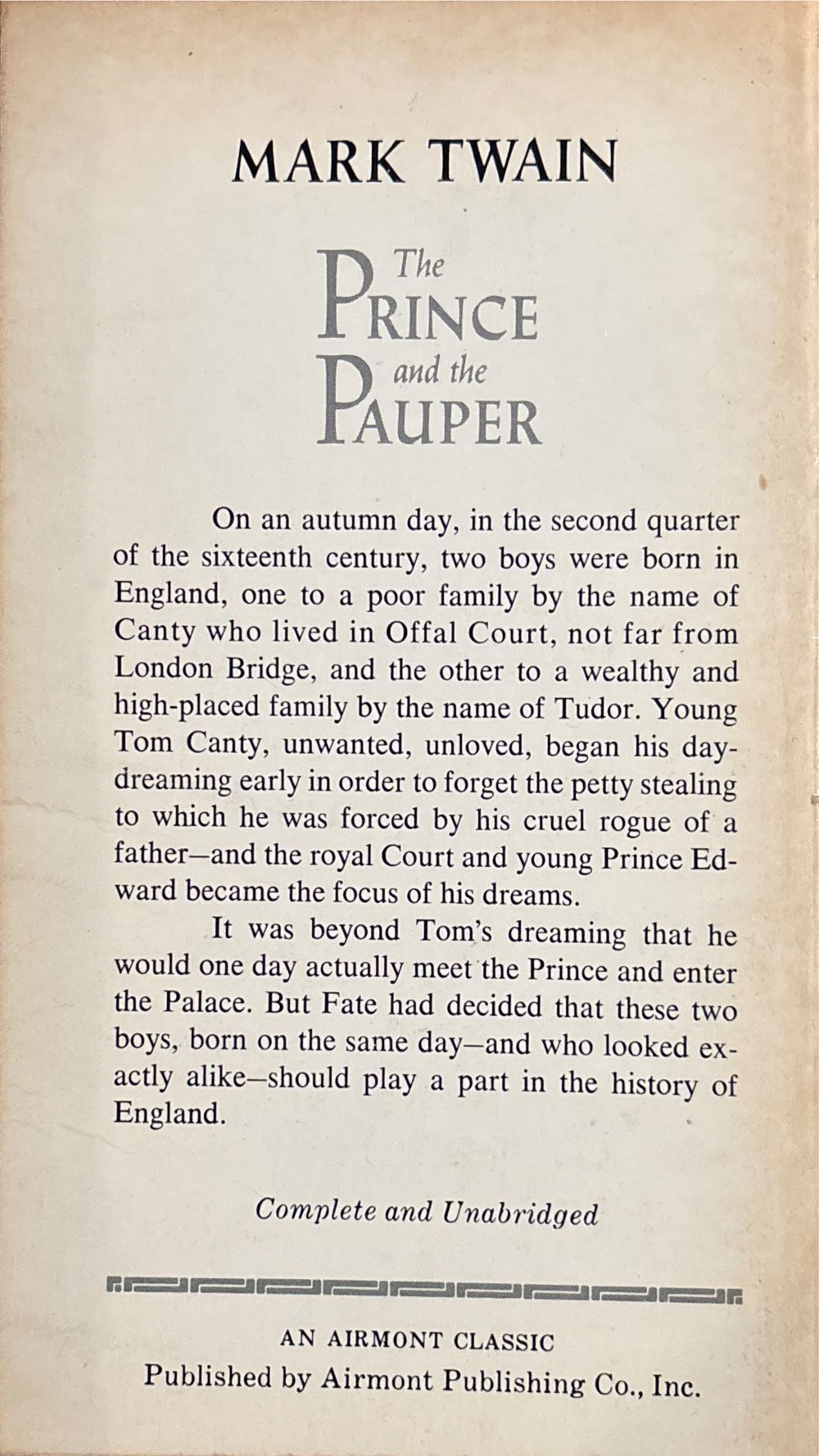 The Prince And The Pauper - Mark Twain (Airmont Classic Series - Paperback) book collectible - Main Image 2
