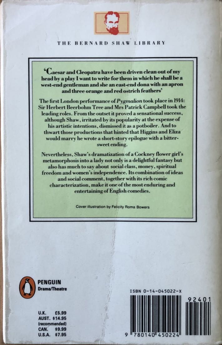 Pygmalion - George Bernard Shaw (Penguin Books - Paperback) book collectible [Barcode 9780140450224] - Main Image 2