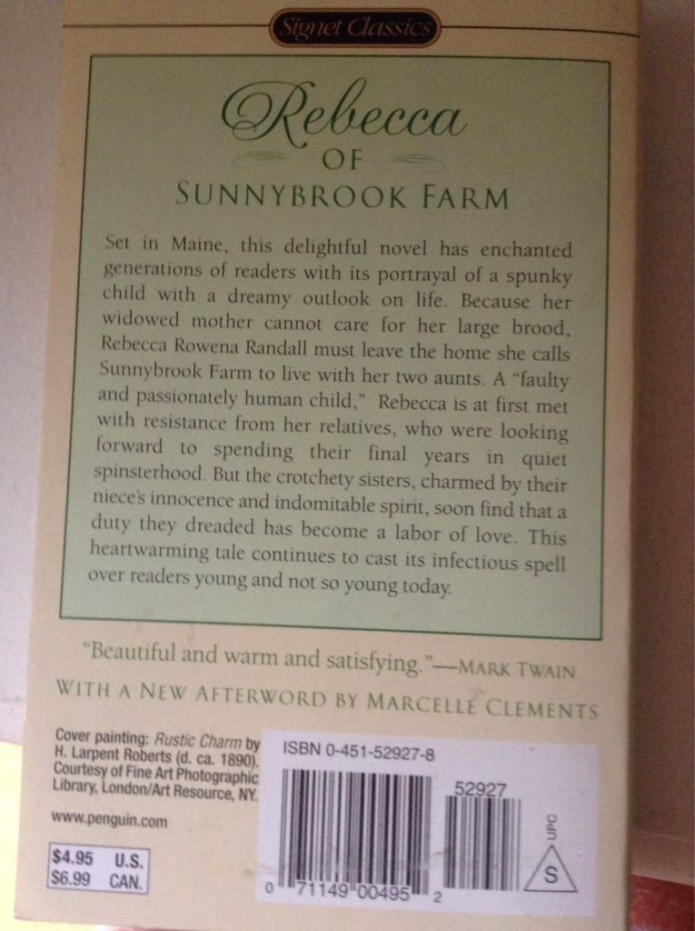 Rebecca Of Sunnybrook Farm - Kate Douglas (Signet Classic) book collectible [Barcode 9780451529275] - Main Image 2