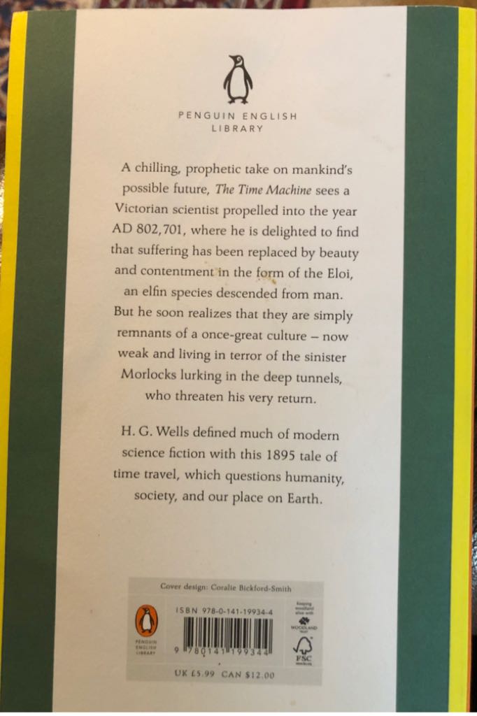 Time Machine, The - H.G. Wells (Penguin UK - Paperback) book collectible [Barcode 9780141199344] - Main Image 2