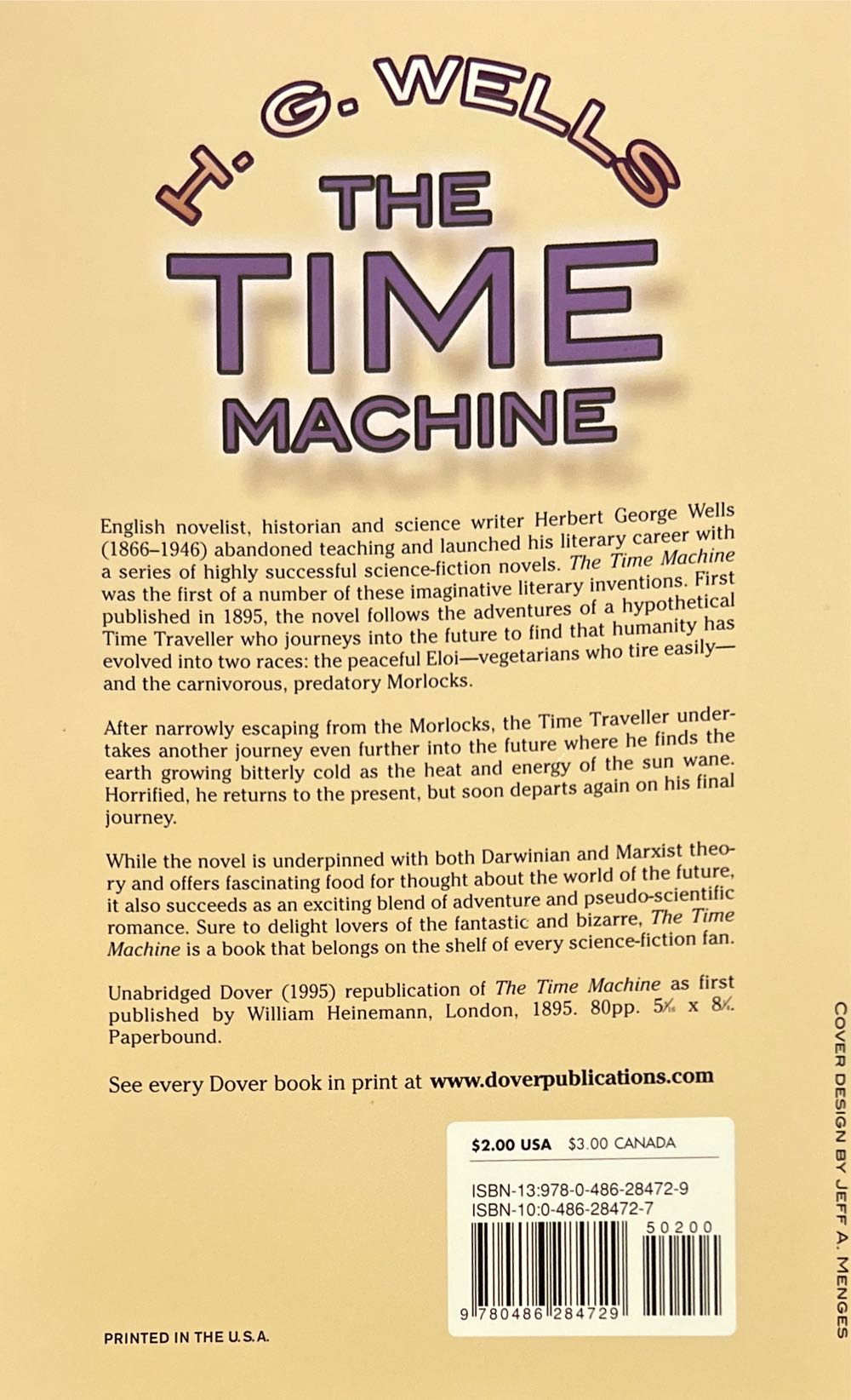 The Time Machine - H.G. Wells (Dover Thrift Editions - Trade Paperback) book collectible [Barcode 9780486284729] - Main Image 4