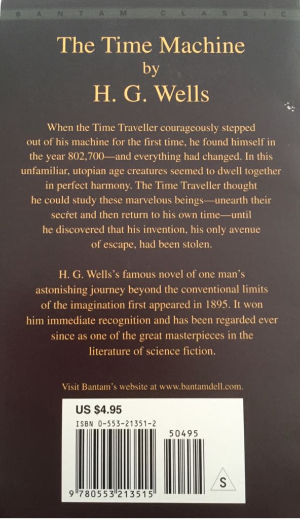 The Time Machine - H.G. Wells (Bantam Classics - Paperback) book collectible [Barcode 9780553213515] - Main Image 2