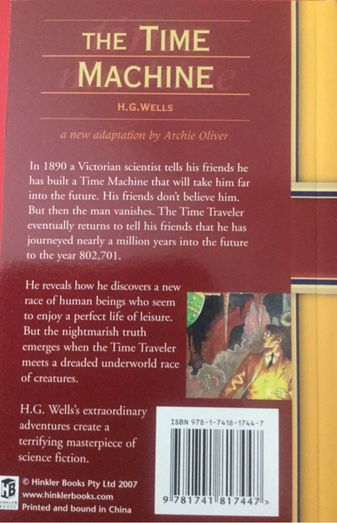 The Time Machine - H. G. Wells (Hinkler Books Pty Ltd - Paperback) book collectible [Barcode 9781741817447] - Main Image 2