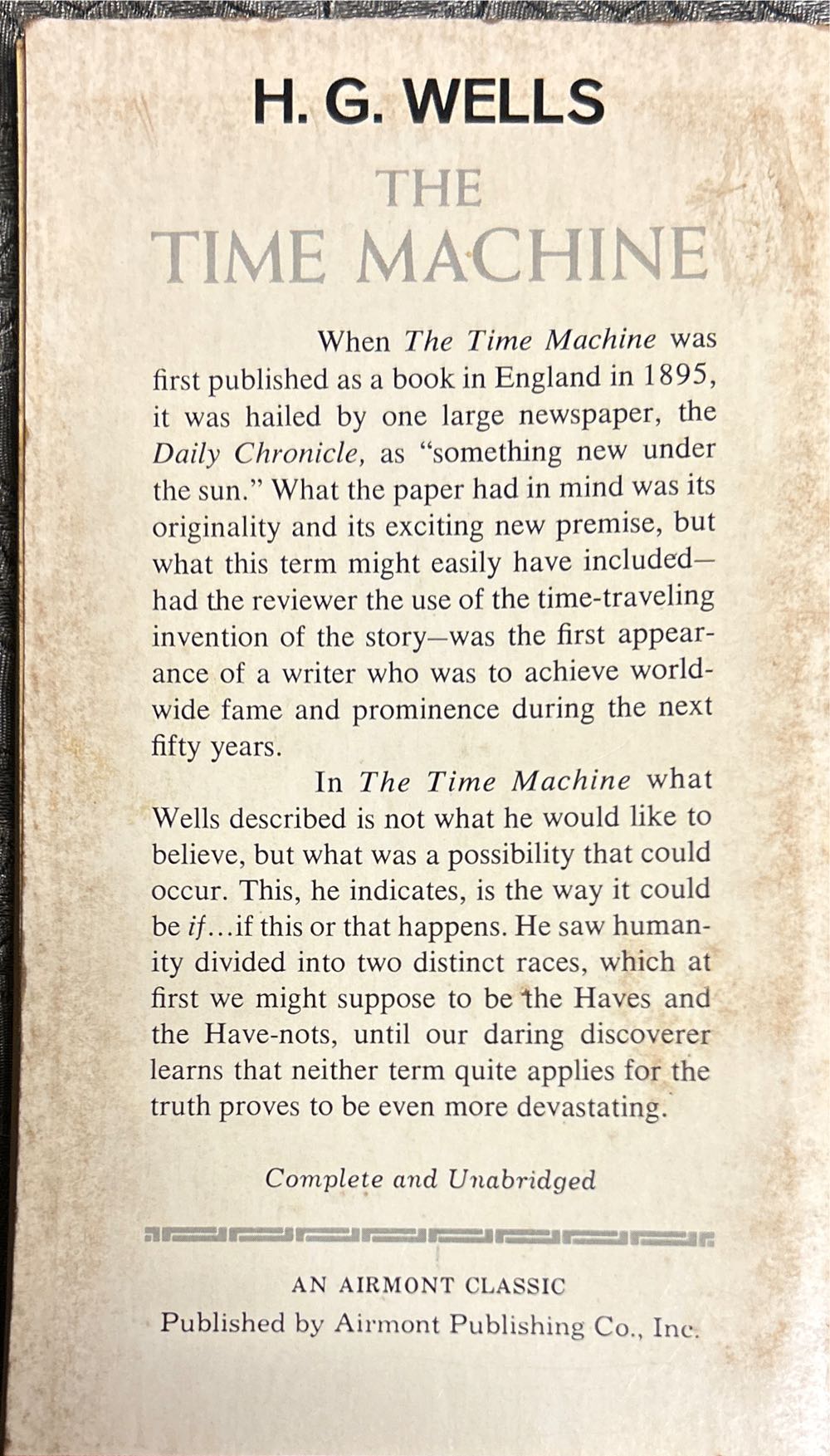 The Time Machine - H.G. Wells (Airmont Classic Series - Paperback) book collectible - Main Image 2