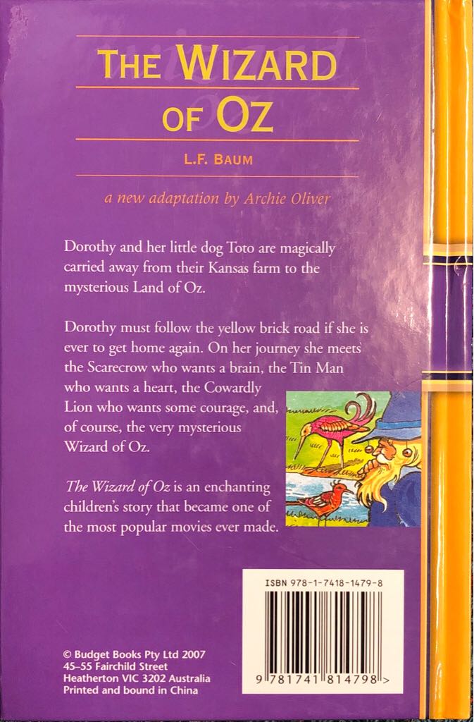 The Wizard Of Oz - L Frank Baum (Hinkler Books Pty Ltd - Hardcover) book collectible [Barcode 9781741814798] - Main Image 2