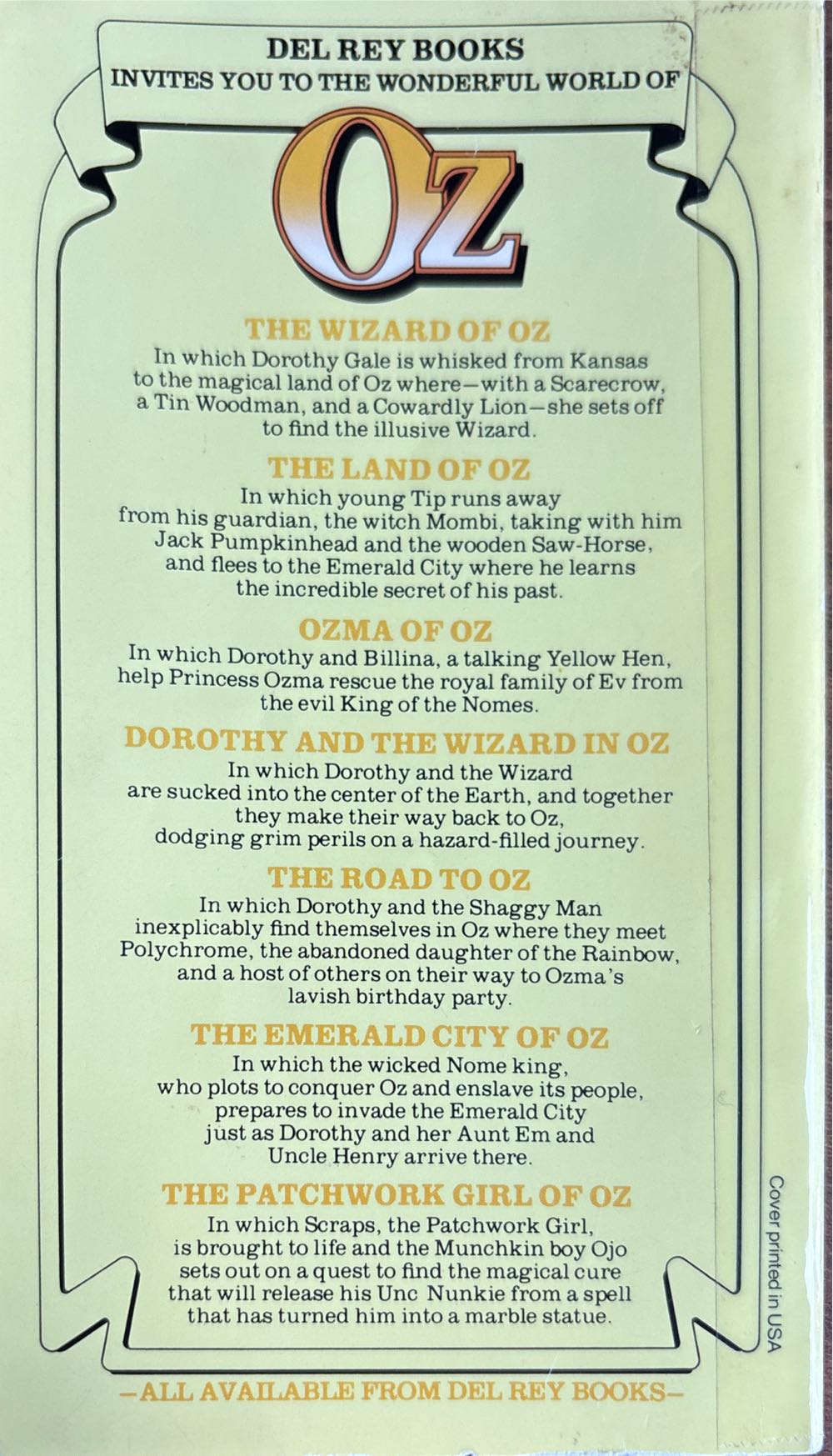 The Wizard Of Oz - Frank Baum (A Del Rey Book - Paperback) book collectible - Main Image 2