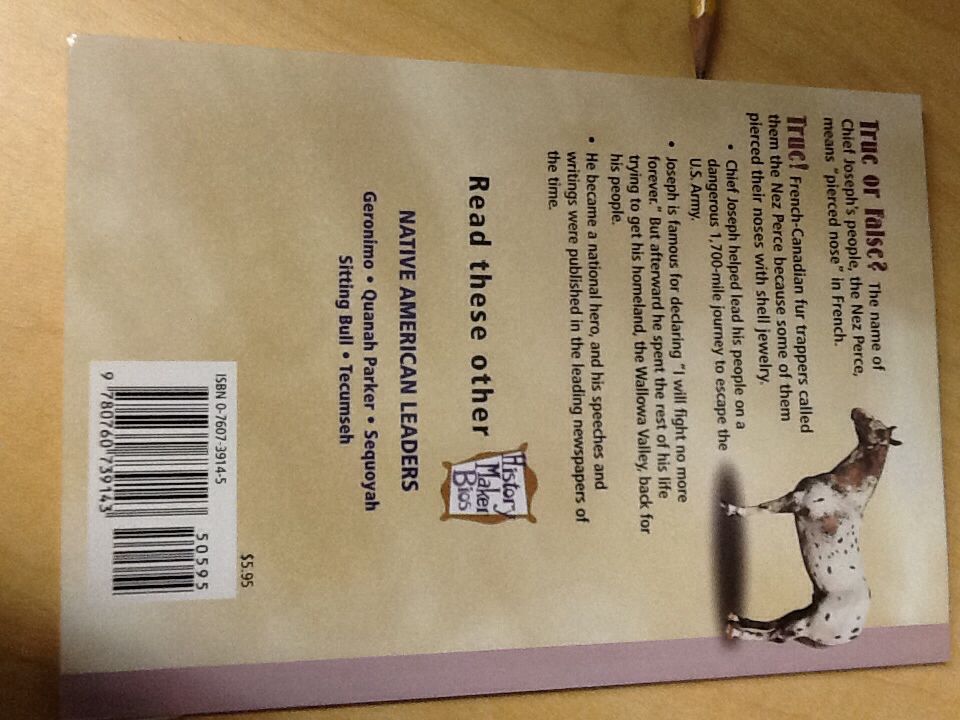 Chief Joseph - Jane Sutcliffe book collectible [Barcode 9780760739143] - Main Image 2