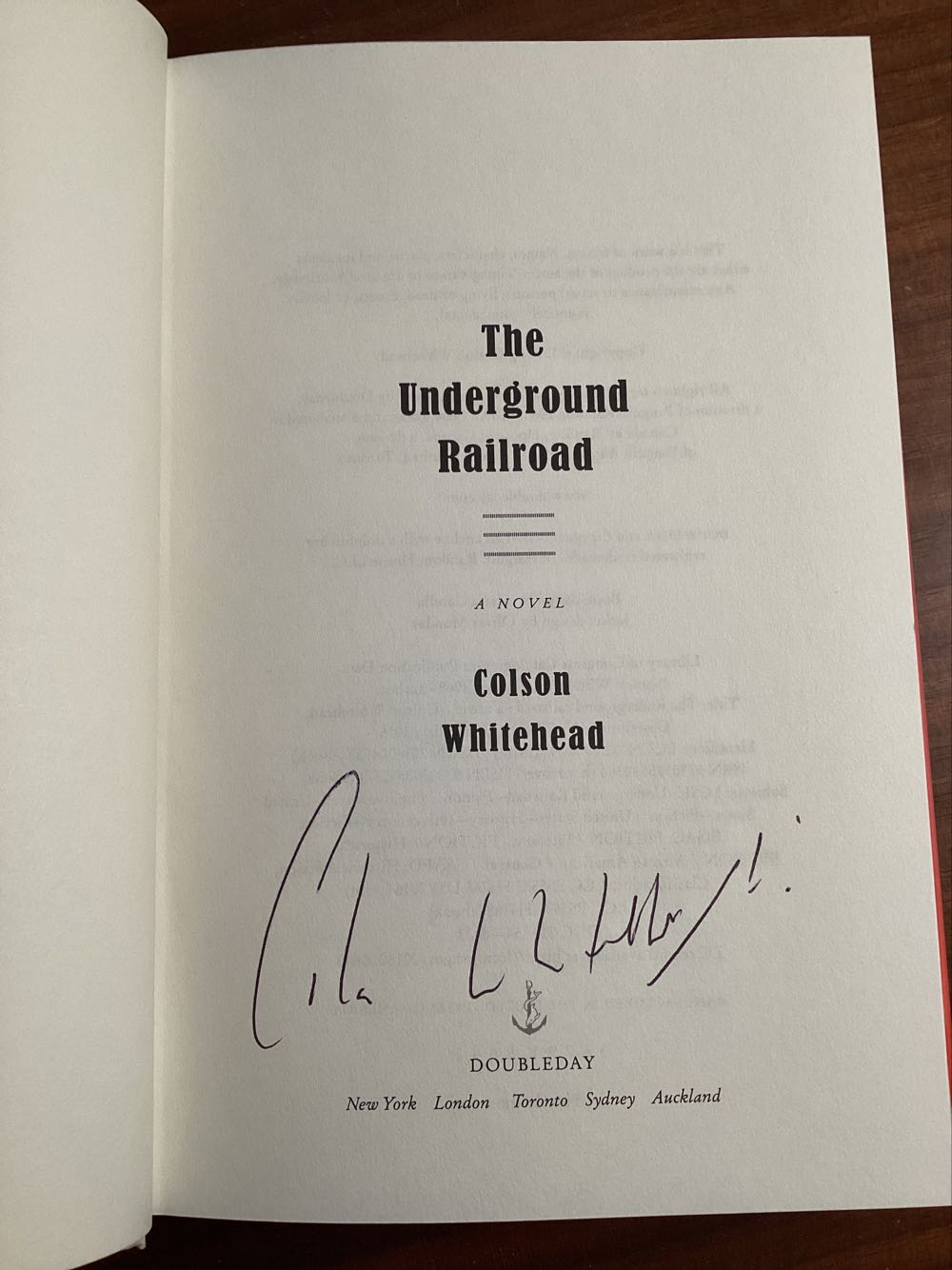 The Underground Railroad - Colson Whitehead (Doubleday - Hardcover) book collectible [Barcode 9780385542364] - Main Image 3