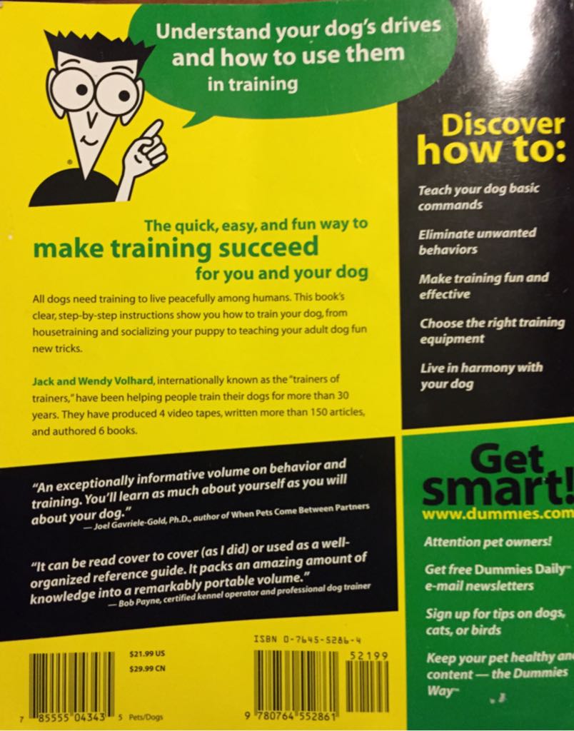 Dog Training For Dummies - Jack Volhard (Wiley Publishing, Inc. - Paperback) book collectible [Barcode 9780764552861] - Main Image 2