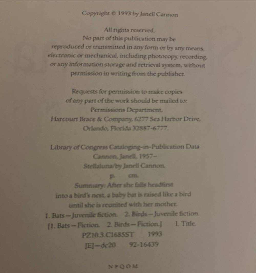 Stellaluna - Janell Cannon (Scholastic Inc. - Paperback) book collectible [Barcode 9780590967976] - Main Image 3