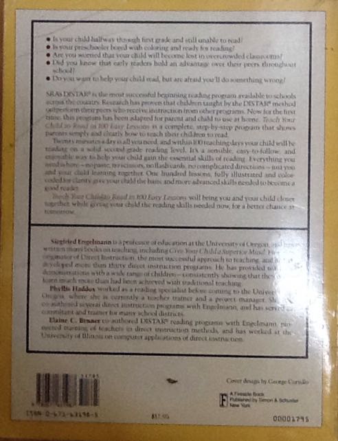 Teach Your Child To Read In 100 Easy Lessons - Engelmann Siedfried (Fireside (Simon & Schuster) - Paperback) book collectible [Barcode 9780671631987] - Main Image 2