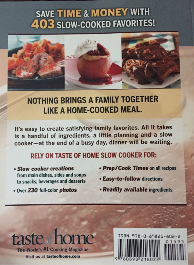 Taste Of Home: Slow Cooker - Taste Of Home Books (Readers Digest - Hardcover) book collectible [Barcode 9780898218022] - Main Image 2