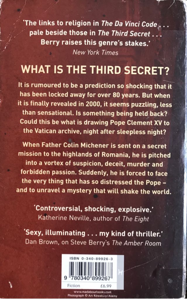 The Third Secret - Steve Berry (Hodder & Staughton - Paperback) book collectible [Barcode 9780340899267] - Main Image 2
