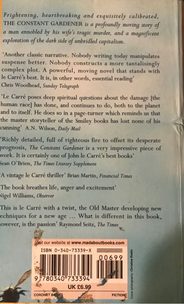 The Constant Gardener - John Le Carré (Coronet Books - Paperback) book collectible [Barcode 9780340733394] - Main Image 2