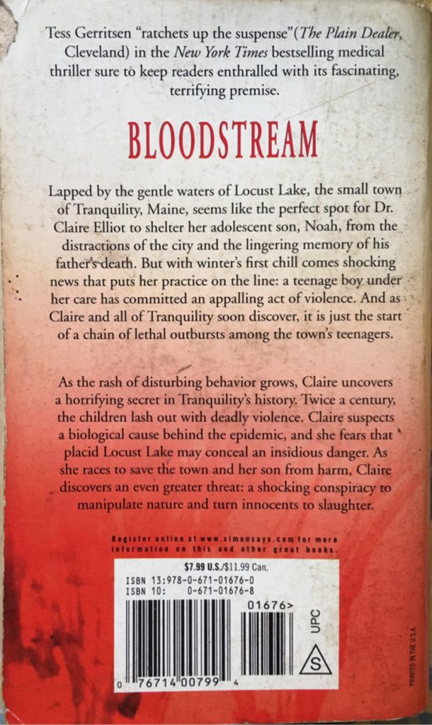 Bloodstream - Tess Gerritsen (Pocket Books - Paperback) book collectible [Barcode 9780671016760] - Main Image 2