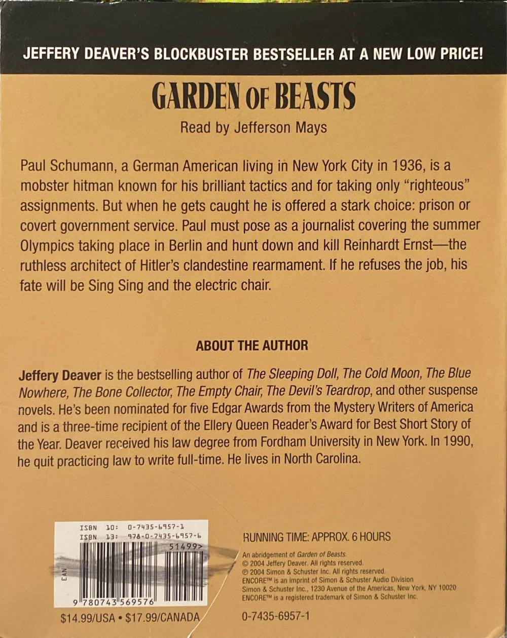 Garden Of Beasts - Jeffery Deaver (Simon & Schuster - Hardcover) book collectible [Barcode 9780743222013] - Main Image 3