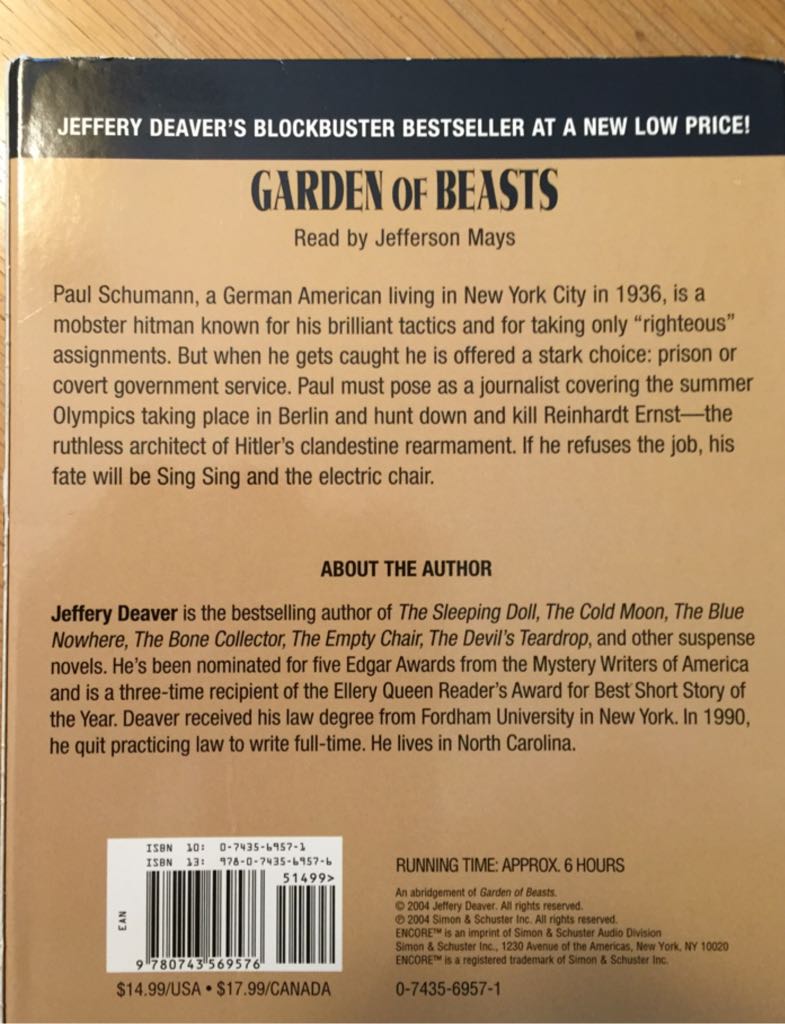 Garden Of Beasts  book collectible [Barcode 9780743569576] - Main Image 2