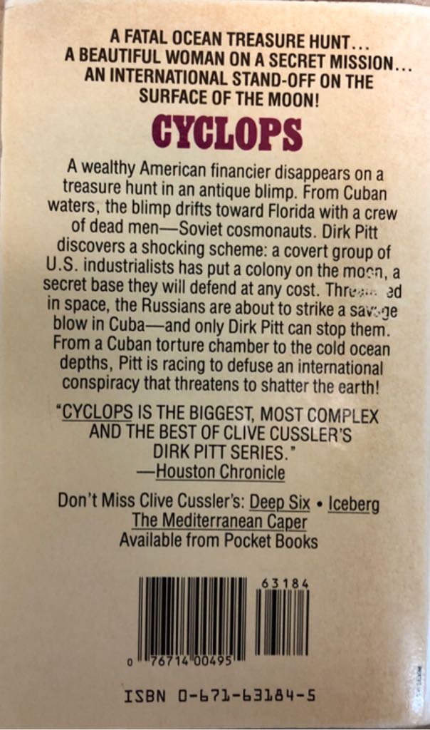 Cyclops - Clive Cussler (Pocket Fiction - Paperback) book collectible [Barcode 9780671631840] - Main Image 2