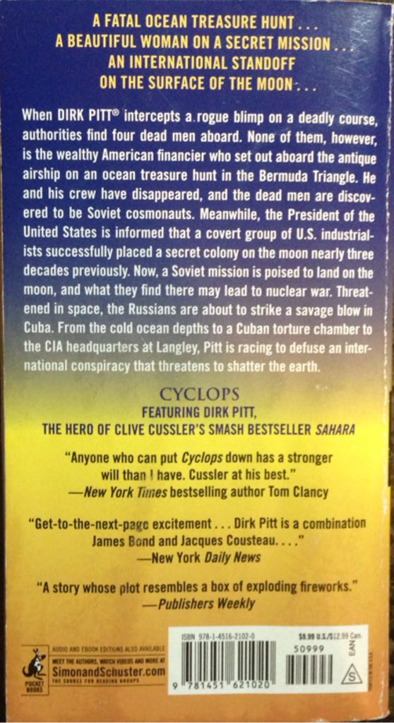 Cyclops - Clive Cussler (Pocket Book Fiction - Paperback) book collectible [Barcode 9781451621020] - Main Image 2
