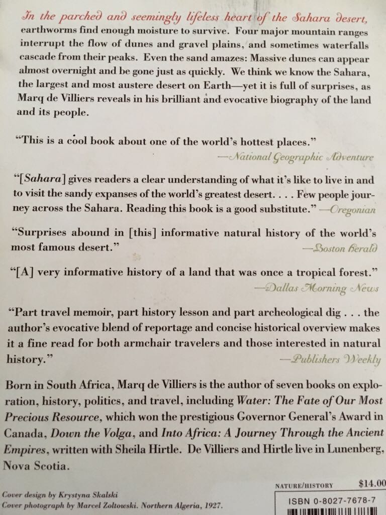 Sahara  (Walker) book collectible [Barcode 9780802776785] - Main Image 2