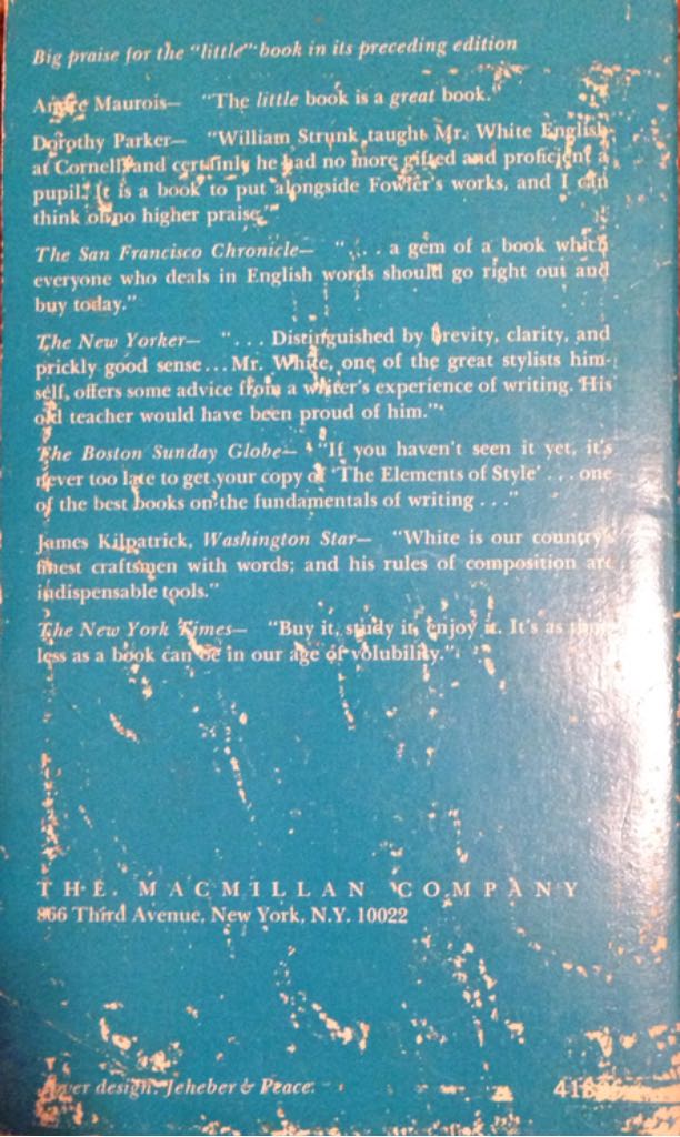 The Elements Of Style - E. B. White (The Macmillan Company - Paperback) book collectible - Main Image 2