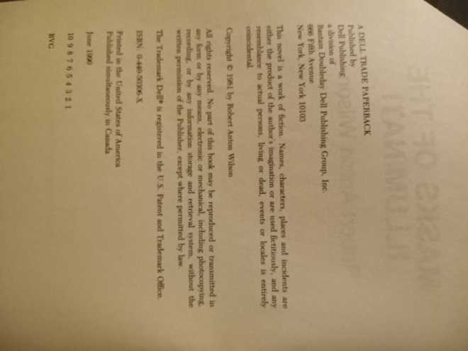 Masks of the Illuminati - Robert Anton Wilson (Dell - Trade Paperback) book collectible [Barcode 9780440503064] - Main Image 2