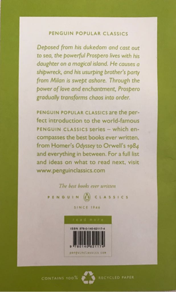 The Tempest - William Shakespeare (Penguin Popular Classics - Paperback) book collectible [Barcode 9780140621174] - Main Image 2