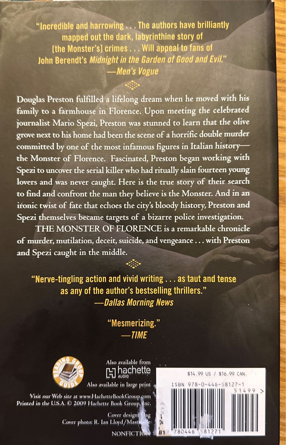 The Monster Of Florence - Douglas Preston (Grand Central Publishing - Paperback) book collectible [Barcode 9780446581271] - Main Image 2