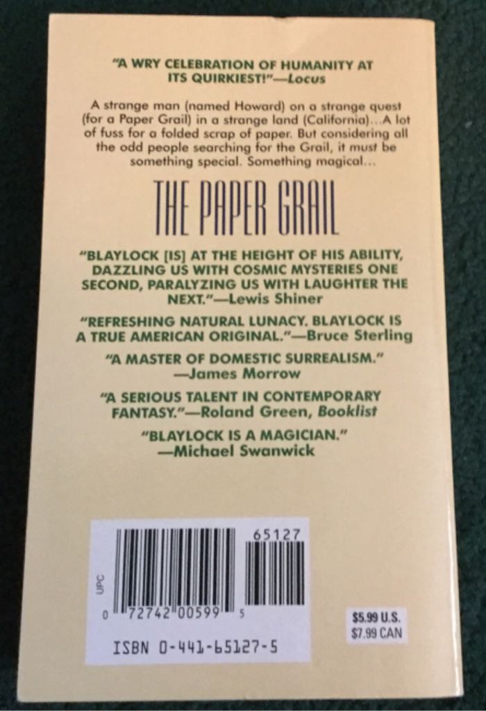 The Paper Grail - P. Blaylock (- Paperback) book collectible [Barcode 9780441651276] - Main Image 2