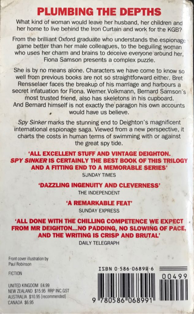 Spy Sinker - Len Deighton (Grafton Books - Paperback) book collectible [Barcode 9780586068991] - Main Image 2