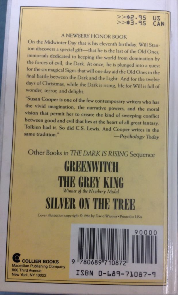 Dark is Rising, The - Susan Cooper (Simon Pulse - Paperback) book collectible [Barcode 9780689710872] - Main Image 2