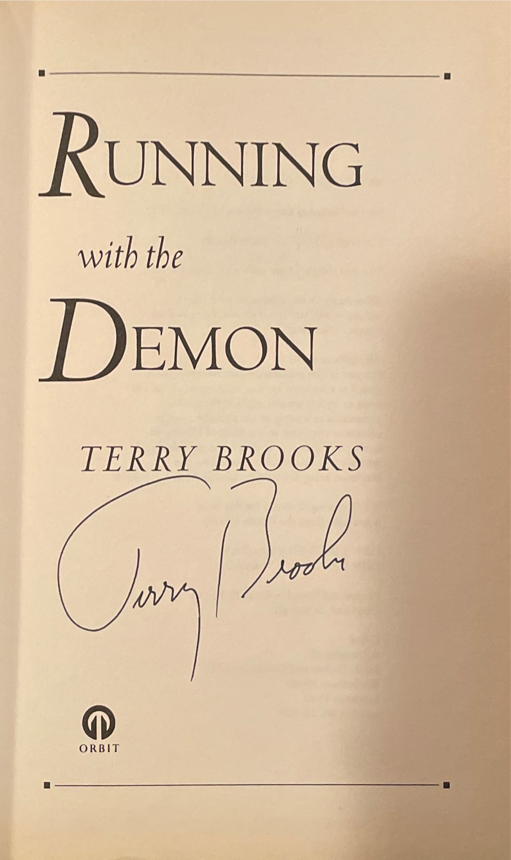 Running with the Demon - Terry Brooks (Orbit Books - Hardcover) book collectible [Barcode 9781857235746] - Main Image 3