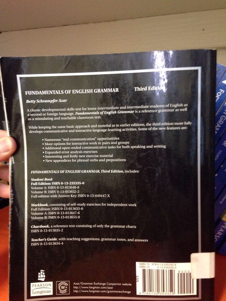 Fundamentals Of English Grammar  (Pearson College Division) book collectible [Barcode 9780132353359] - Main Image 2