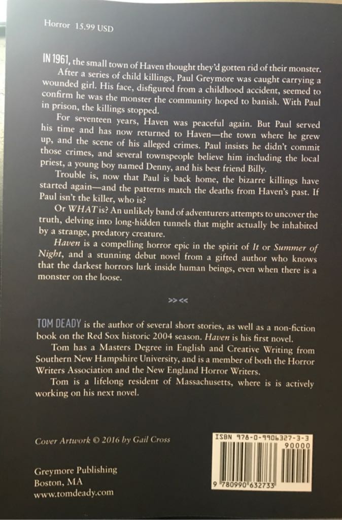 Haven - Tom Deady (Greymore Publishing - Paperback) book collectible [Barcode 9780990632733] - Main Image 2