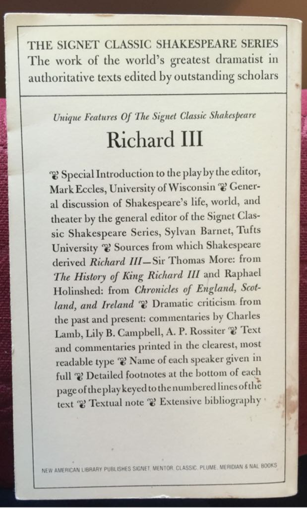Richard III - William Shakespeare (Signet Classics - Trade Paperback) book collectible - Main Image 2
