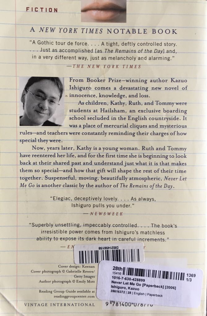 Never Let Me Go - Kazuo Ishiguro (First Vintage Books - Paperback) book collectible - Main Image 2