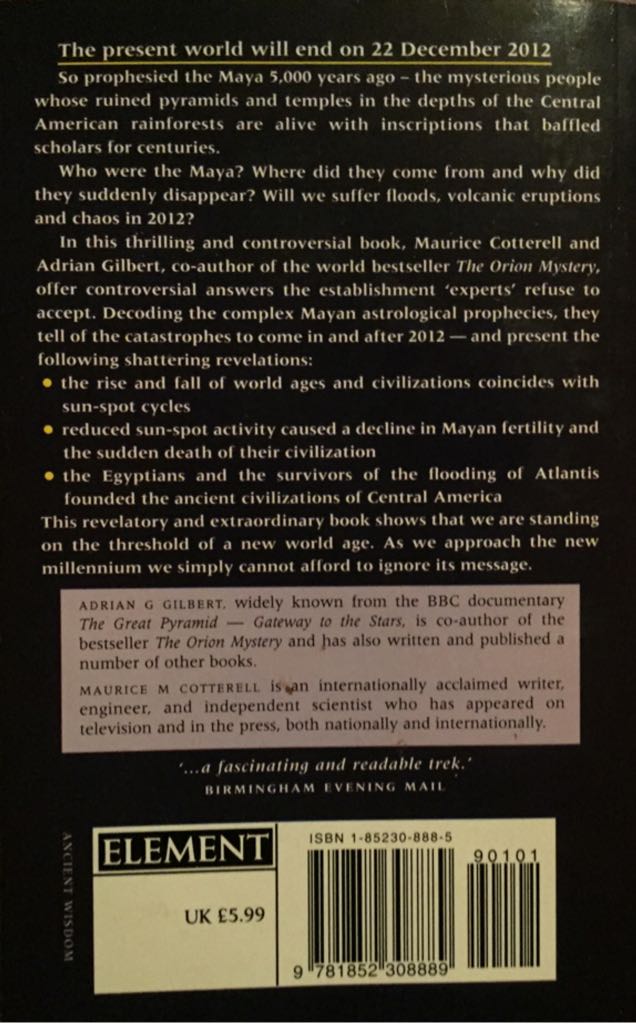 The Mayan Prophecies - Maurice M. Cotterell (Element Books - Paperback) book collectible [Barcode 9781852308889] - Main Image 2