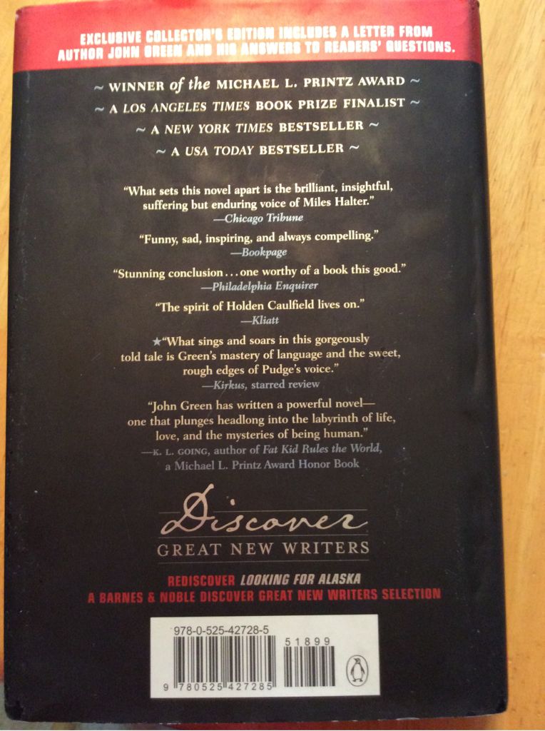 Looking for Alaska - John Green (Dutton - Hardcover) book collectible [Barcode 9780525427285] - Main Image 2