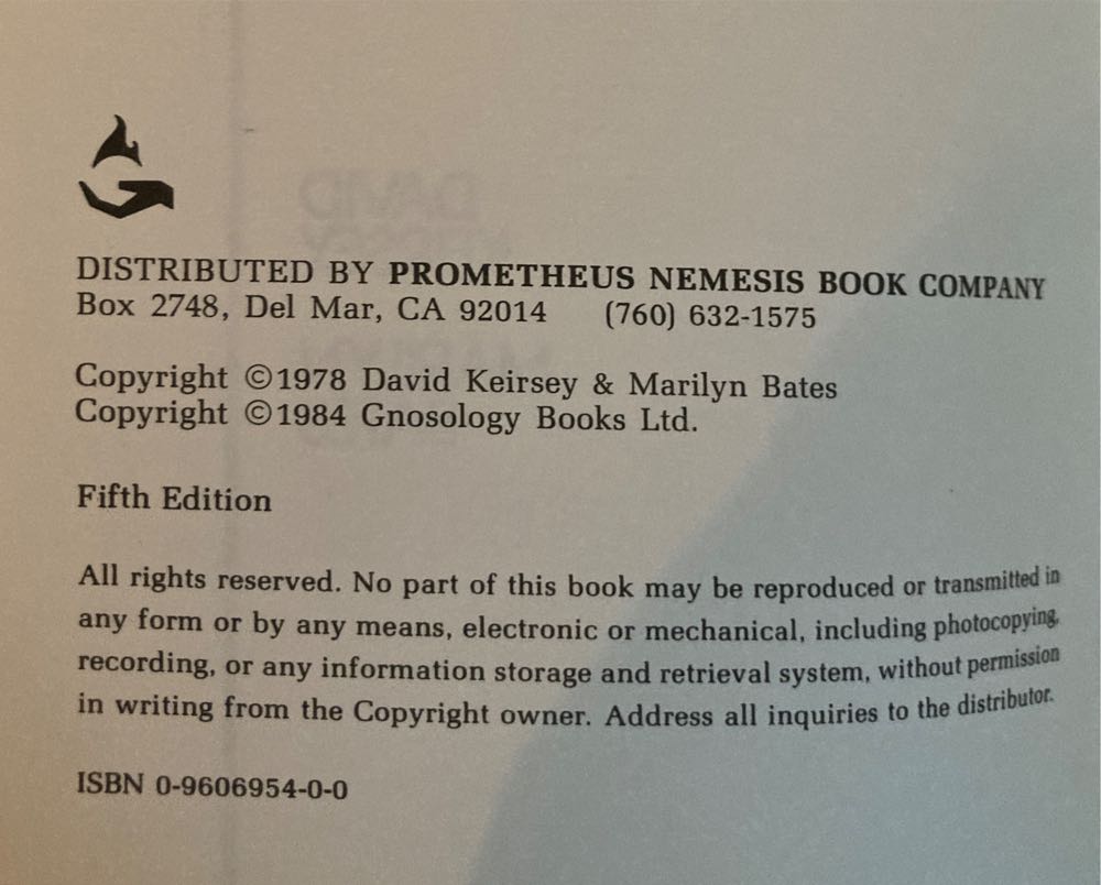 Please Understand Me - David Keirsey (Prometheus Nemesis Book Company - Paperback) book collectible [Barcode 9780960695409] - Main Image 4