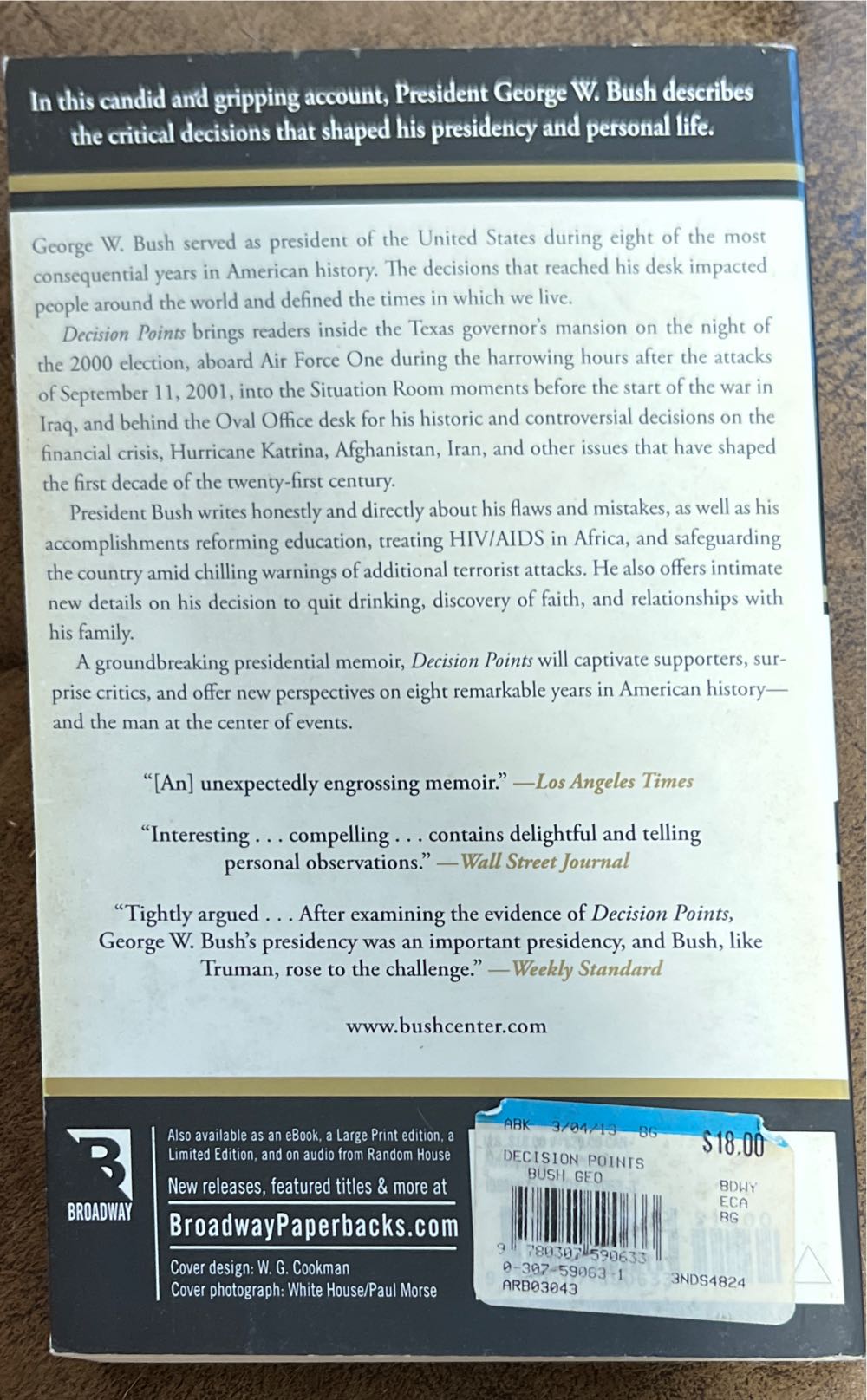 Decision Points - George W. Bush (Broadway Books - Paperback) book collectible [Barcode 9780307590633] - Main Image 2