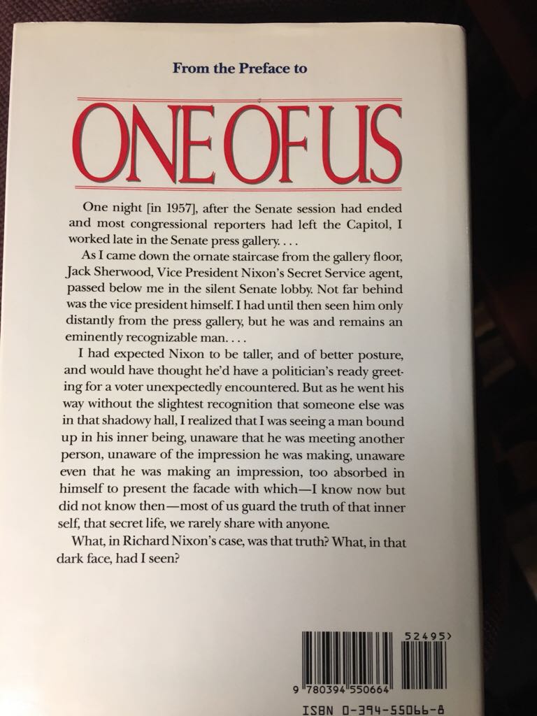 One of Us: Richard Nixon and the American Dream - Tom Wicker (Random House - Hardcover) book collectible [Barcode 9780394550664] - Main Image 2