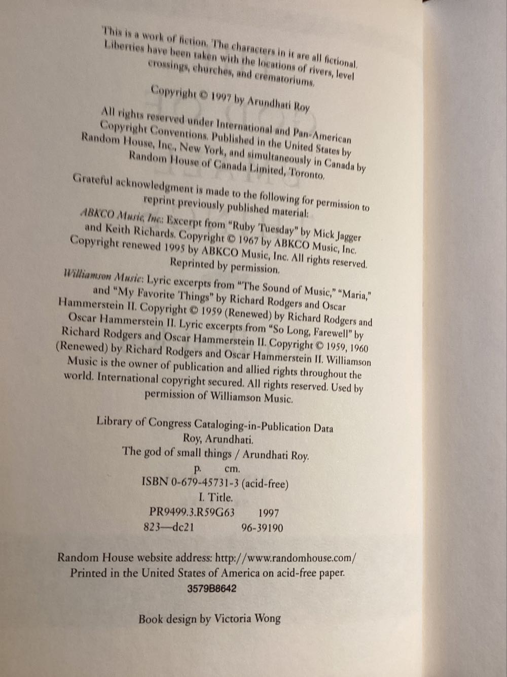The God Of Small Things - Arundathi Roy (Random House Inc - Hardcover) book collectible [Barcode 9780679457312] - Main Image 2