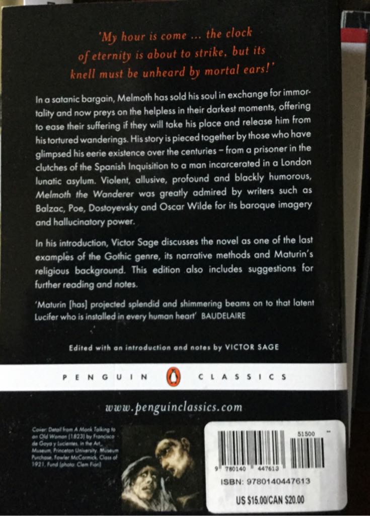 Melmoth the Wanderer - Charles Robert (Penguin) book collectible [Barcode 9780140447613] - Main Image 2