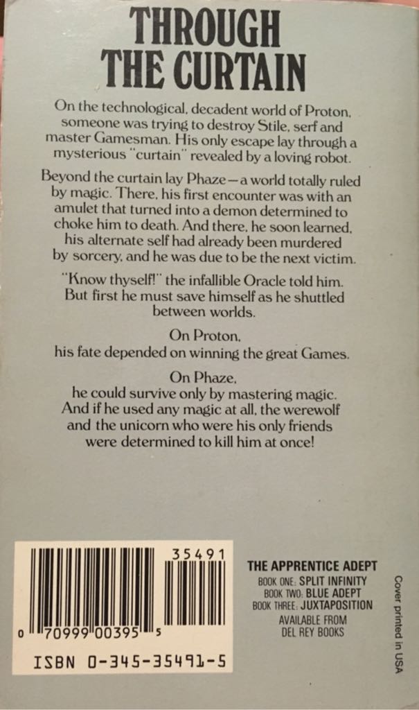 Split Infinity - Piers Anthony (Del Rey - Paperback) book collectible [Barcode 9780345354914] - Main Image 2