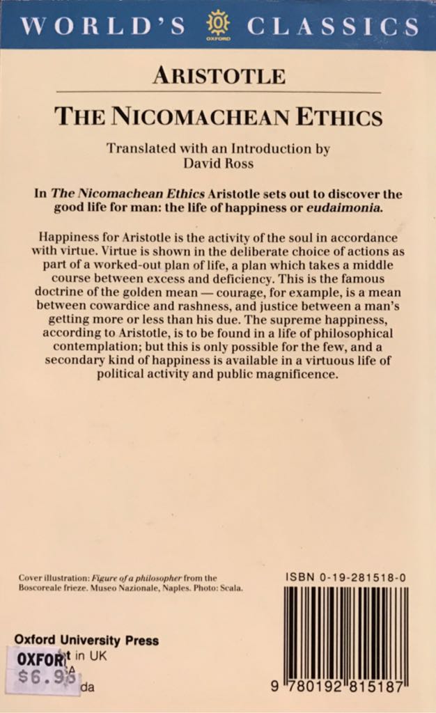 The Nicomachean Ethics - Aristotle (Oxford University Press, USA - Paperback) book collectible [Barcode 9780192815187] - Main Image 2