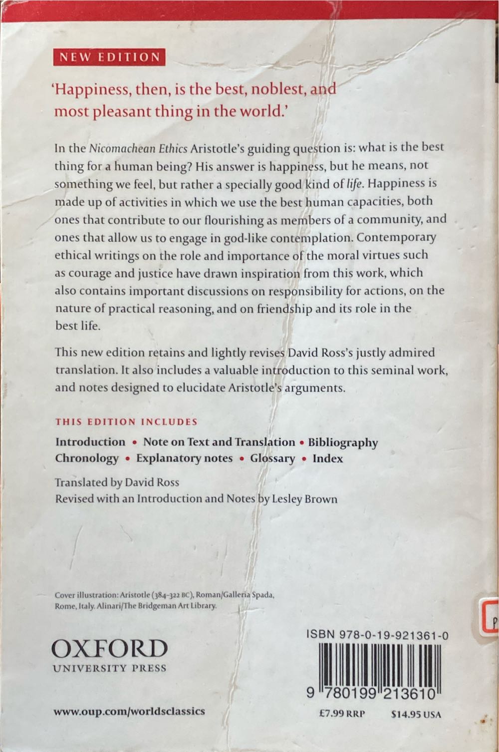 The Nicomachean Ethics - Aristotle (Oxford Univsersity Press - Paperback) book collectible [Barcode 9780199213610] - Main Image 2