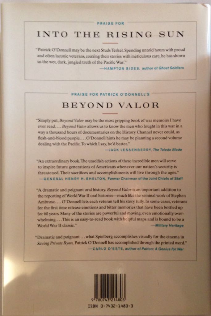 Into The Rising Sun - Patrick K. O’Donnell (The Free Press - Hardcover) book collectible [Barcode 9780743214803] - Main Image 2