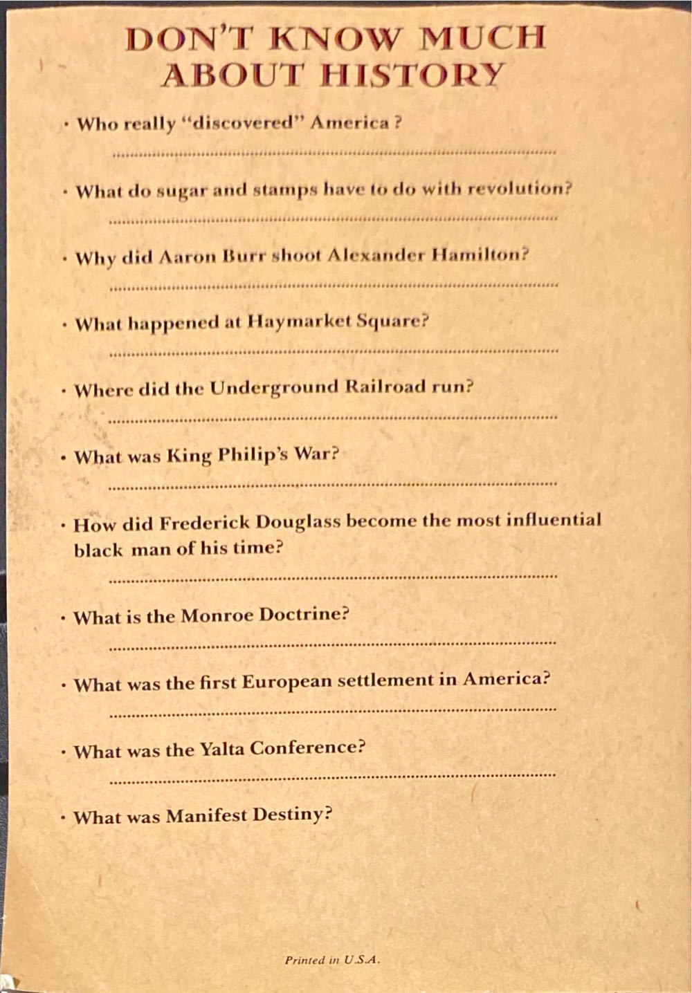 Dont Know Much About History - Kenneth C. Davis (Crown Publishers, Inc - Paperback) book collectible [Barcode 071001010954] - Main Image 2