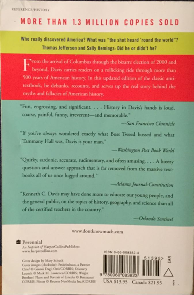 Don’t Know Much About History - Kenneth C. Davis (HarperCollins - Paperback) book collectible [Barcode 9780060083823] - Main Image 2